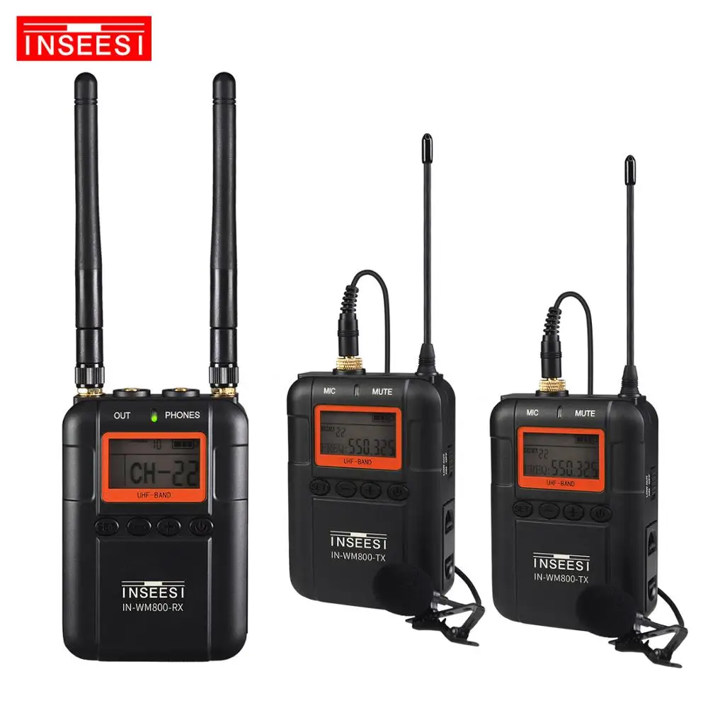 INSEESI IN-WM800 Двухканальный UHF профессиональный беспроводной Lavalier микрофон приемник