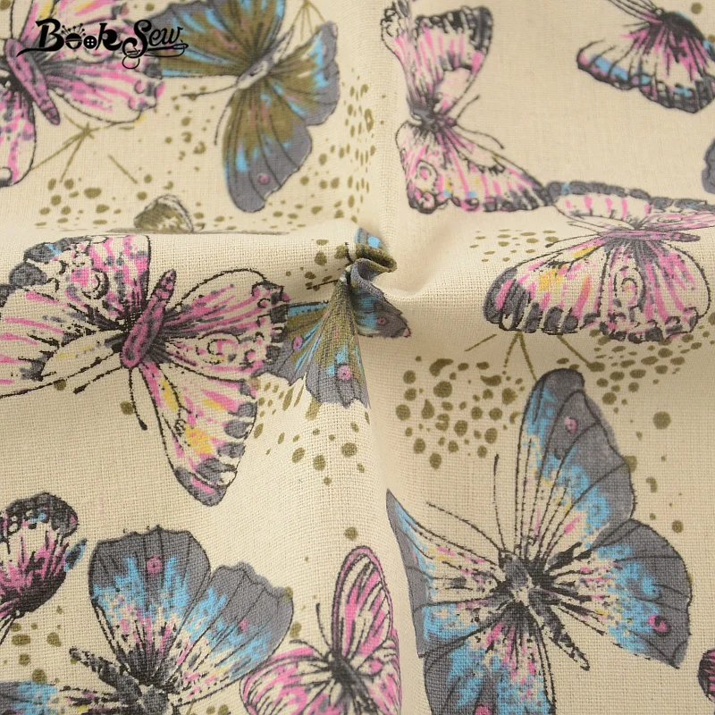Booksew хлопок белье Ткань красивая бабочка Дизайн Вышивание Материал для скатерти Подушка сумка Шторы Подушка ZAKKA tissu см