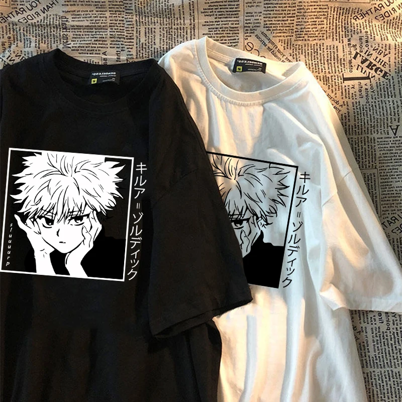 Men Women T-shirt Tops Kawaii Hunter X Tshirt Killua Zoldyck Crew Neck Fitted Soft Anime Manga Tee Shirt Clothes | Женская одежда