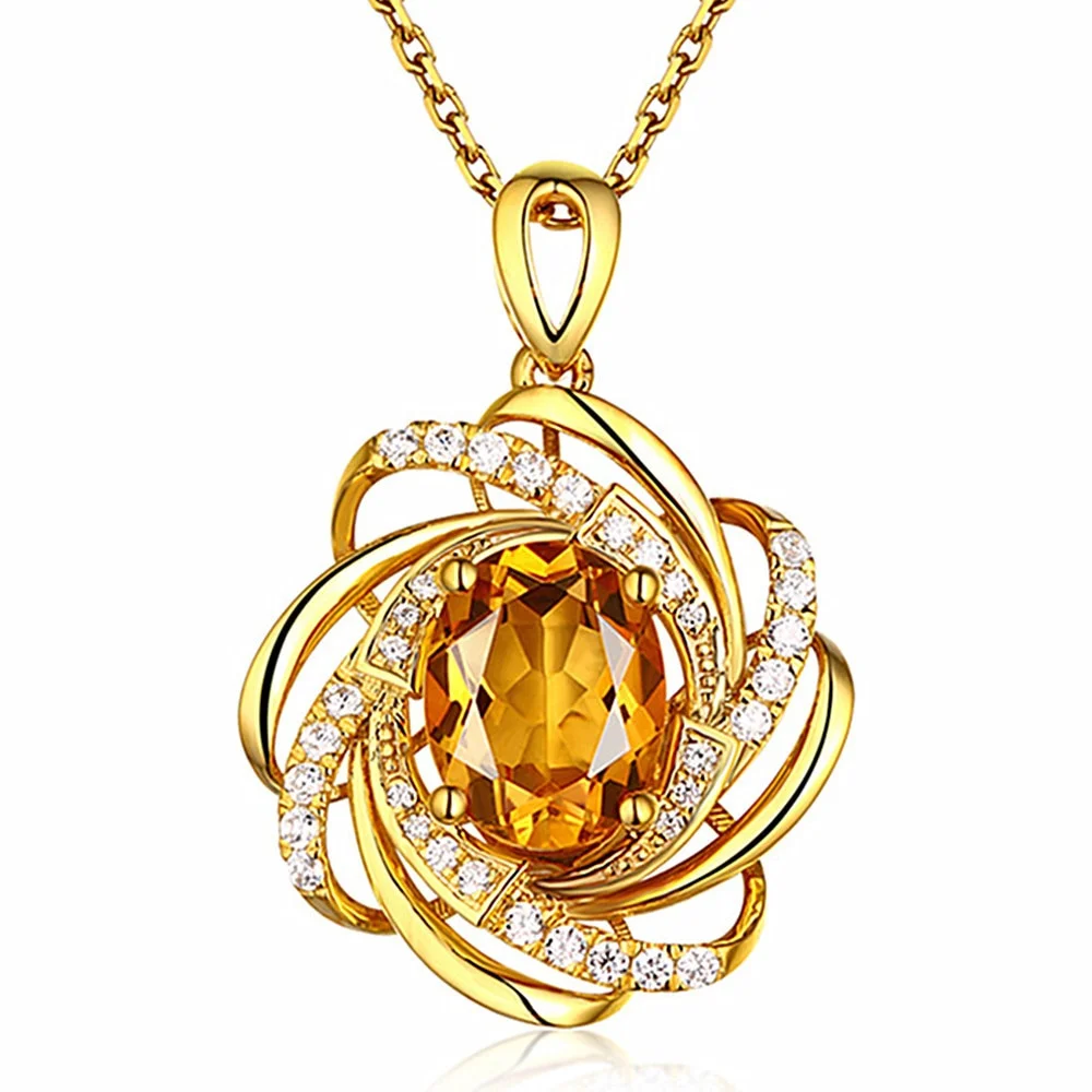 

Yellow crystal gemstone pendant necklace women's golden necklace necklace jewelry wholesale