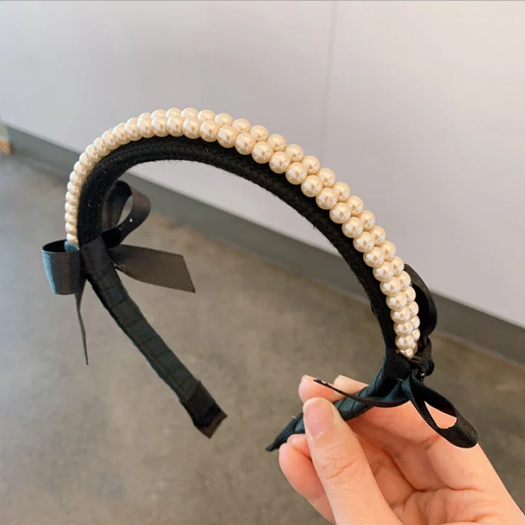 

Pearl hairbands women's summer 2021 new headgear lost princess bow hairpin headbands