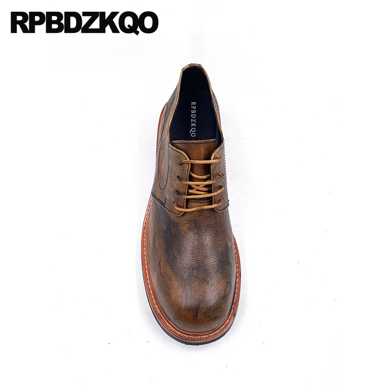 Мужские классические туфли оксфорды коричневые повседневные из натуральной