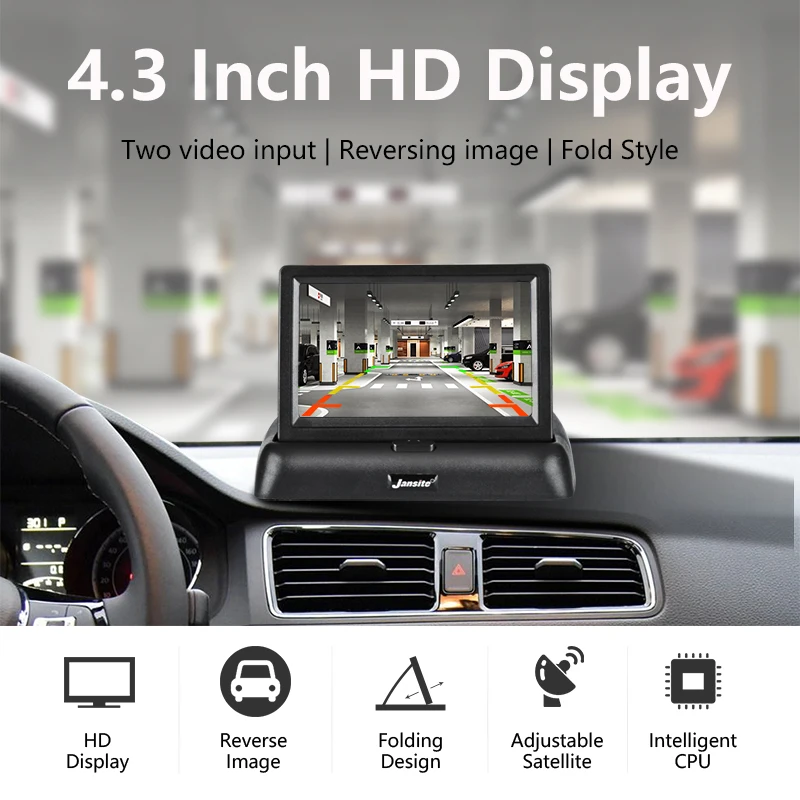Монитор для автомобиля Jansite 4 3 дюйма TFT ЖК-дисплей камера заднего вида парковки с