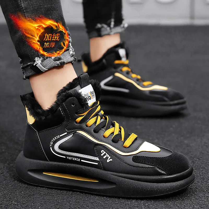 

Водонепроницаемые мужские повседневные ботинки, плюшевые супертеплые ботинки для снега для мужчин, зимние походные кроссовки, Уличная обу...