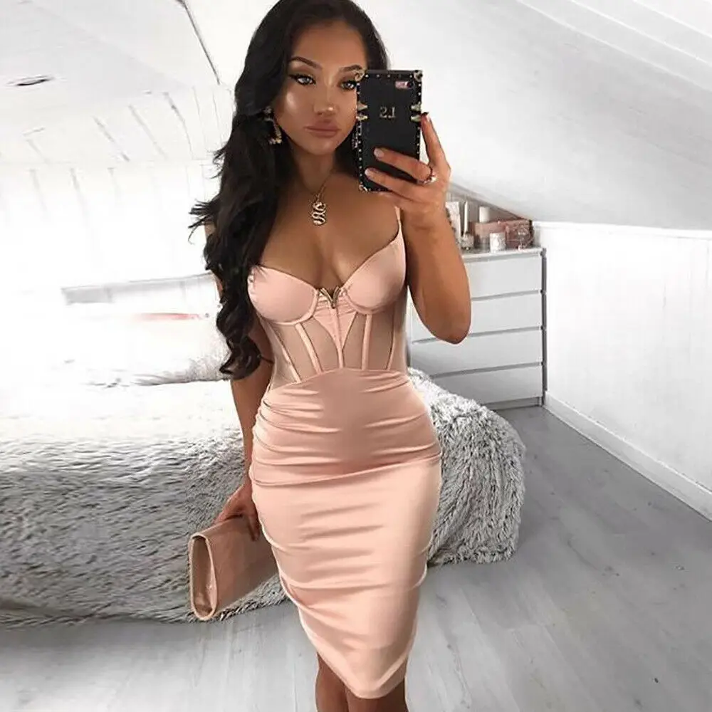 Женское кружевное Сетчатое мини платье с V образным вырезом на тонких бретелях