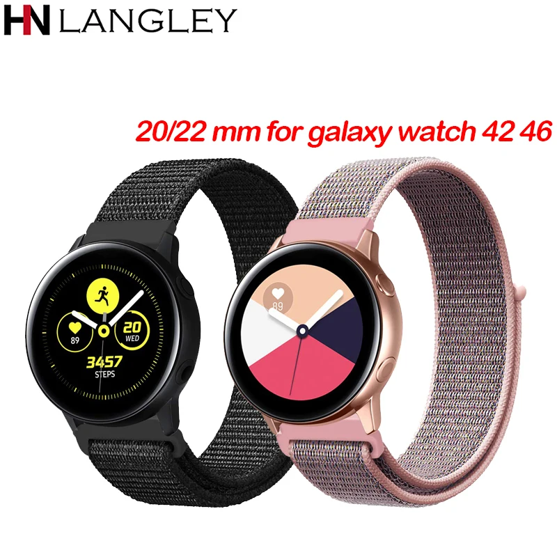 22 мм 20 мм спортивный тканый нейлоновый ремень для samsung galaxy watch active 46 мм 42 мм S3/S2 Frontier/Classic huami Amazfit bip band