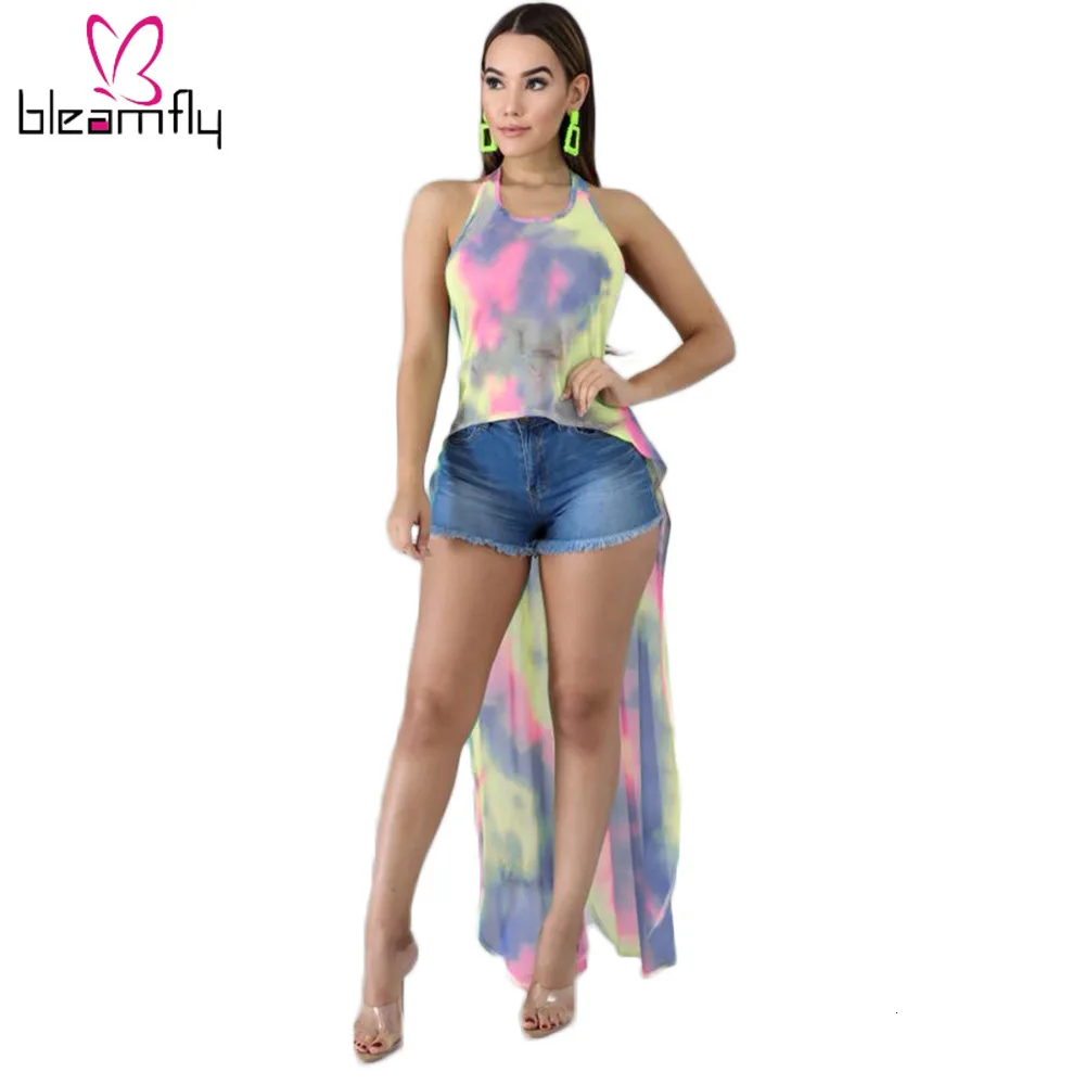 Новинка 2019 женская летняя футболка без рукавов с завязками вырезом на спине