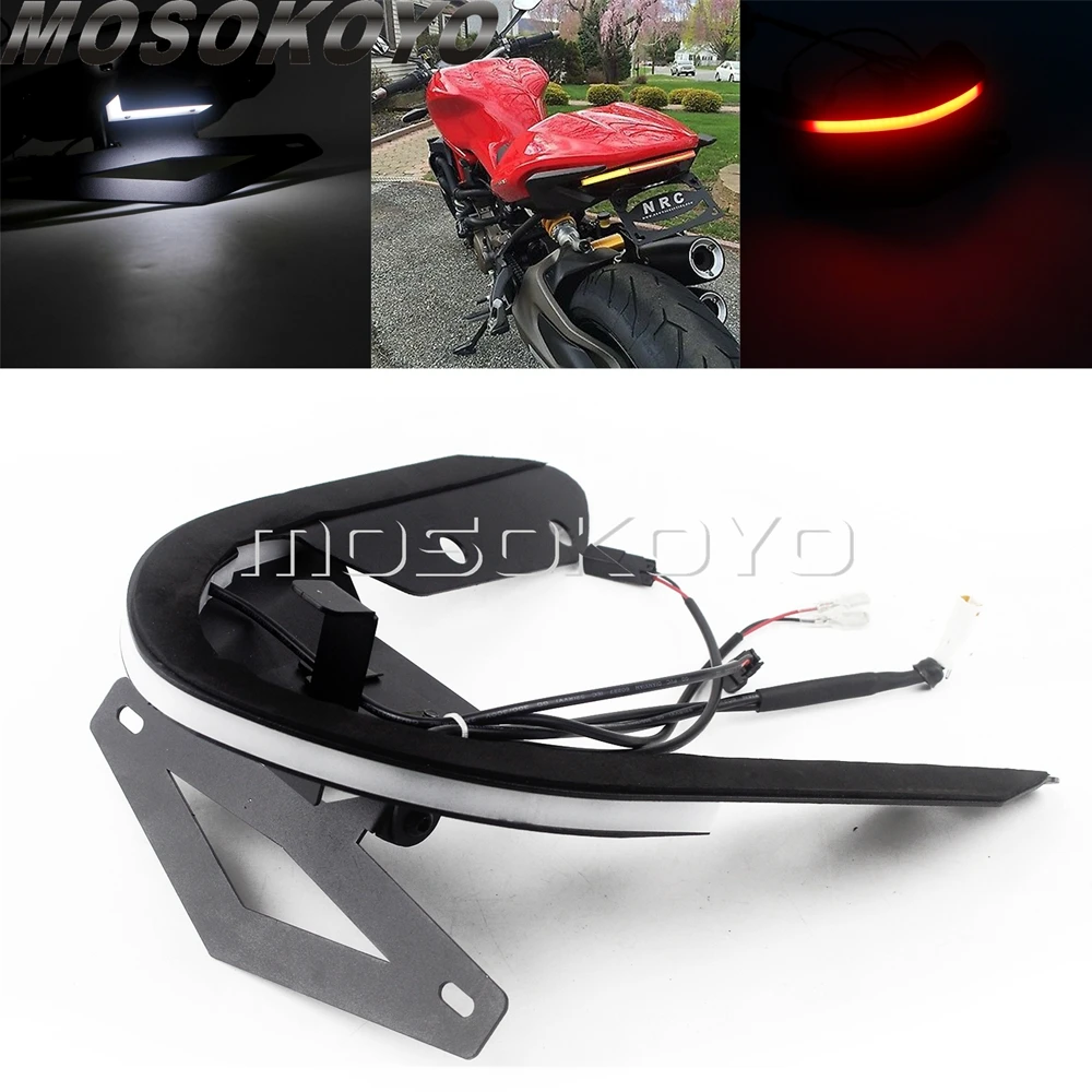 Кронштейн номерного знака CNC со встроенным стоп сигналом для Ducati Monster 821 1200/S 2014 17| |