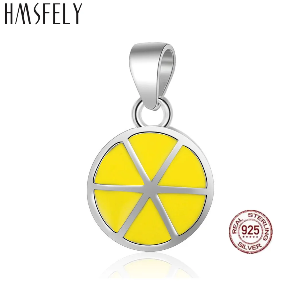 HMSFELY подвеска из настоящего серебра 925 пробы кулон в виде лимонного ломтика для
