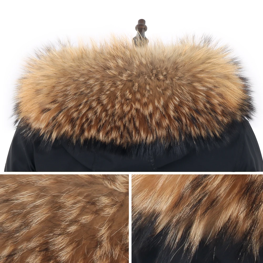 2022 New Women coat winter natural raccoon fox fur collar long coat real rabbit fur lining parkas Women's jacket enlarge