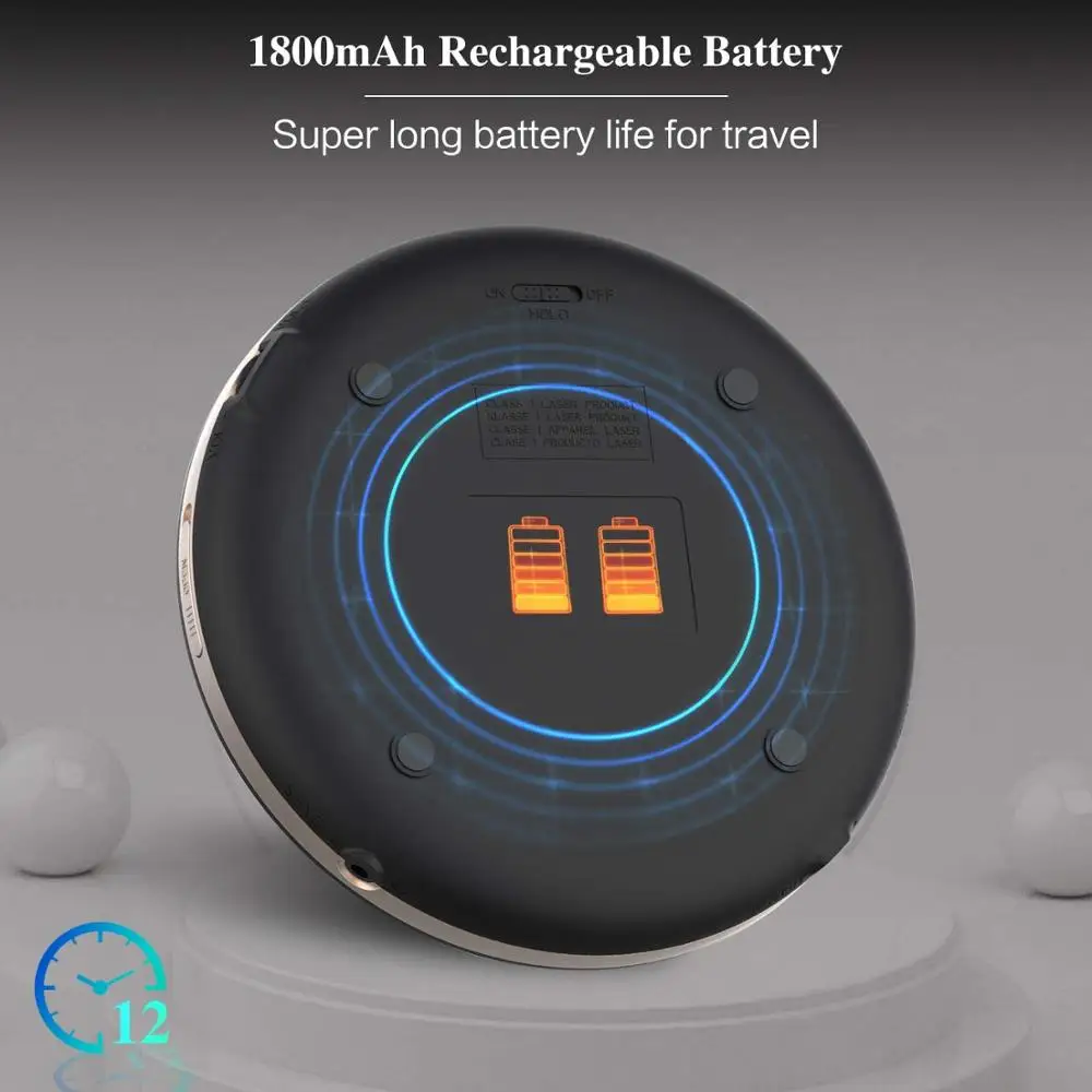 Портативный Перезаряжаемый CD плеер HOTT Bluetooth 5 0 с FM передатчиком сенсорной кнопкой