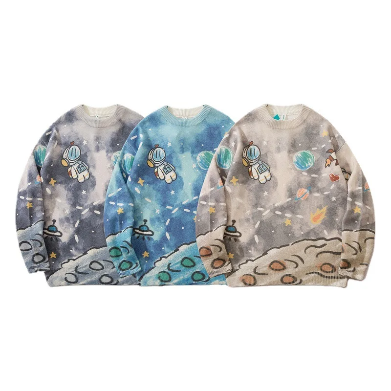 Мужской осенний пуловер 2022 объемный жаккардовый свитер для подростков свободный