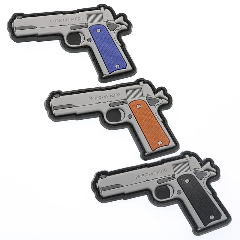 

1911 Retro Firepower 3D PVC Patch Waterproof Military Tactics Moral Patch Gun Rubber Rider Outdoor Zipper Back Sticker Backpack