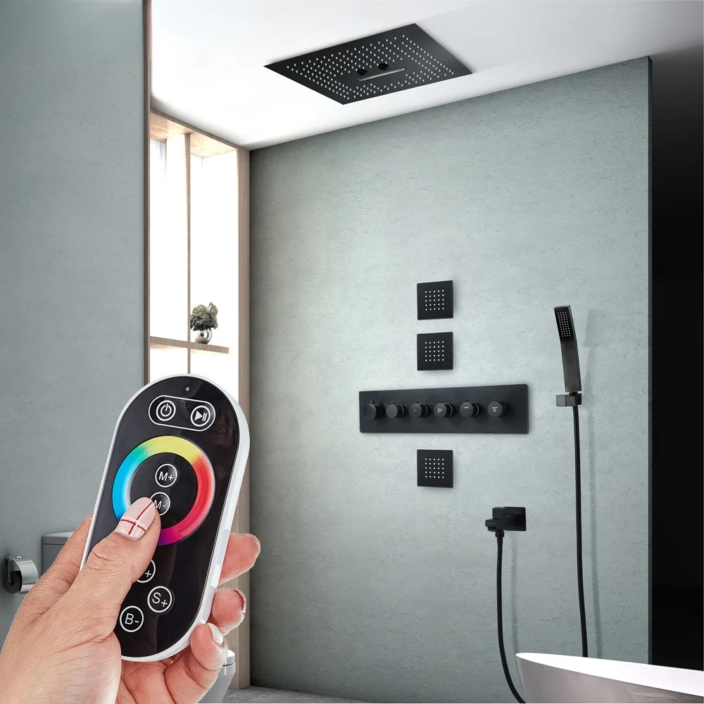 

Thermostatic Shower Set Bathroom Hot Cold Remote Control Shower System Ceilling Mount Smart Phone Bath Faucet SPA Rain Torneira