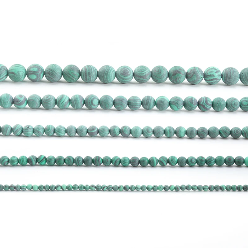 

High Quality Frosted Matte Malachite Beads Natural Round Loose Spacer Beads For Jewelry Making Diy Bracelet 4 6 8 10 12mm