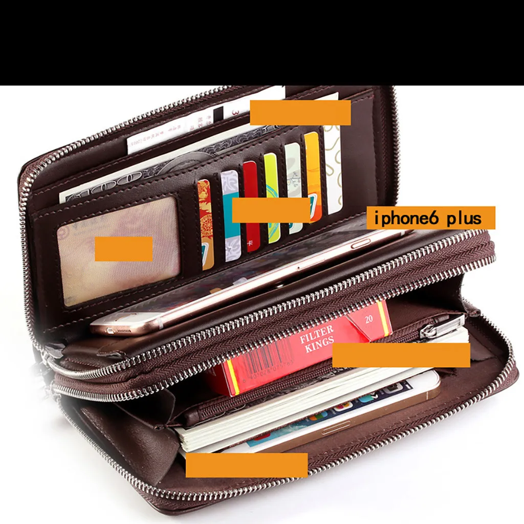 Aelicy Брендовые мужские кошельки двойная молния кожаный кошелек для монет Бизнес