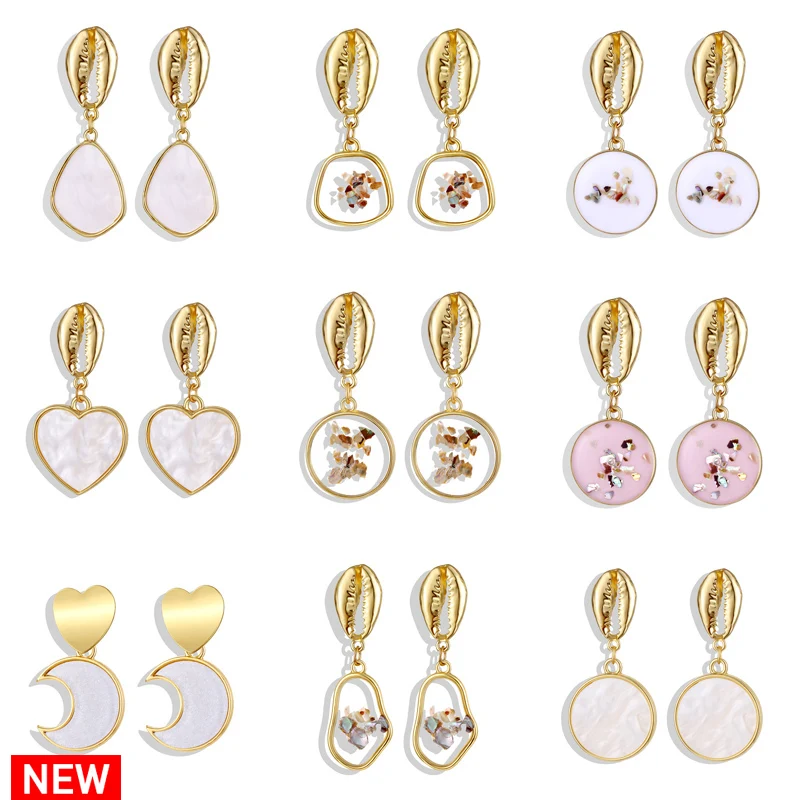 FNIO Винтажные серьги для женщин 2019 геометрической формы в виде Ракушки Серьги и