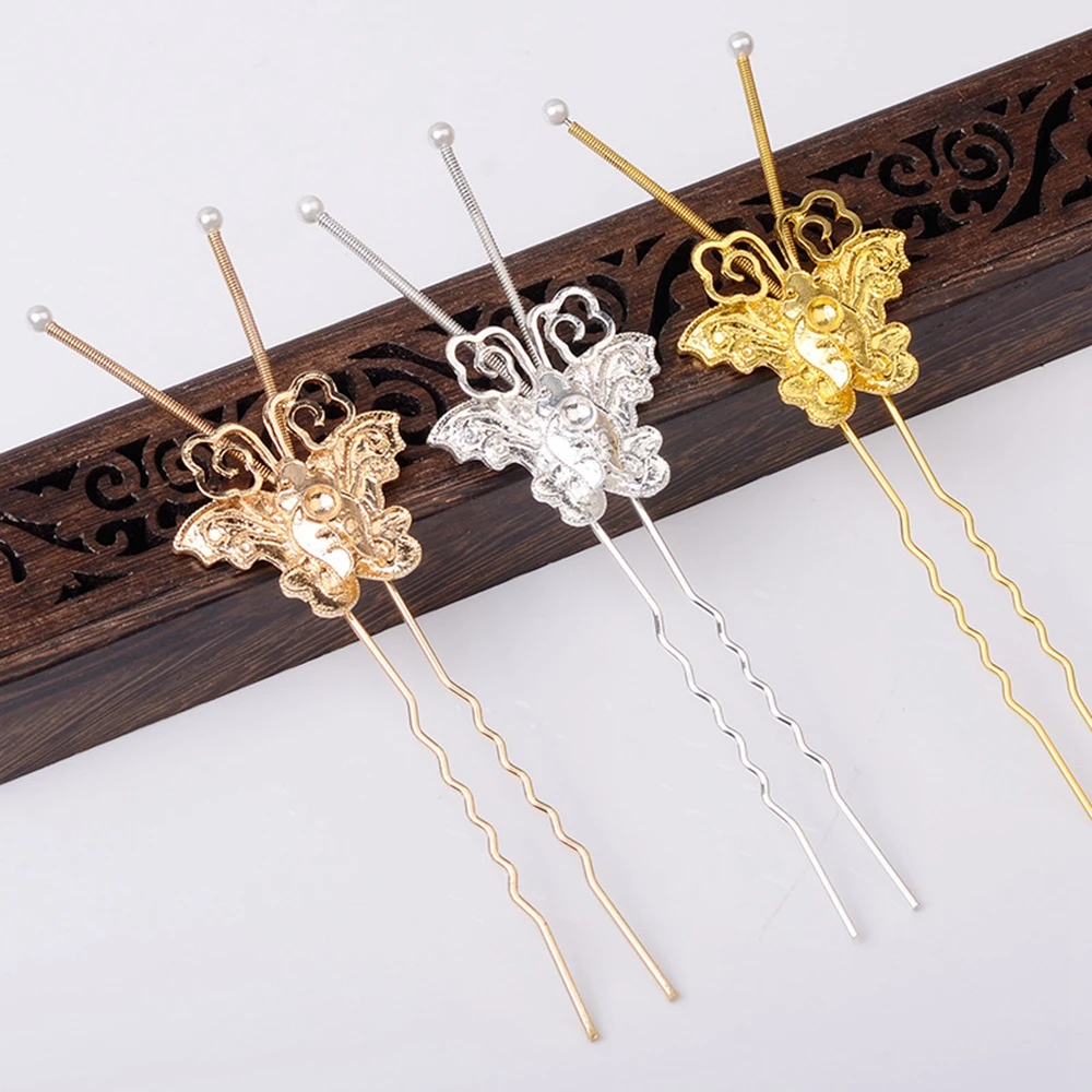 

Chinese Retro Style Butterfly Alloy Hair Stick Hair Forks Hair Pin Making Hairwear For Women Cosplay Costume Hair Accessories