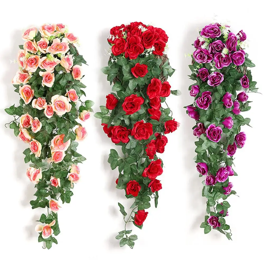 

Artificial Rose Flowers Cloth Handmade Fashion Plastic Beautiful Festive Simulation Rose Vines Fake Flower Party Supplies