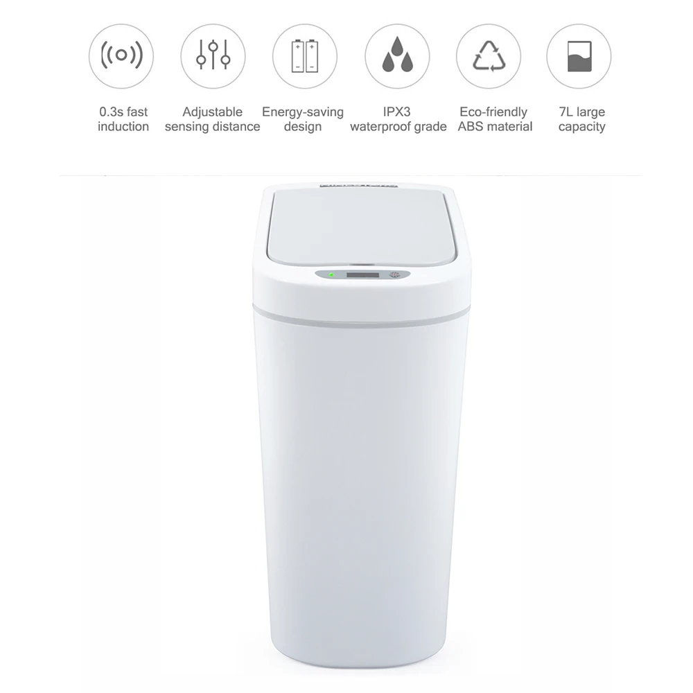 New Original Xiaomi Mijia NINESTARS Smart Trash Can Motion Sensor Auto Sealing LED Induction Cover 7/10L Home Ashcan Bins | Электроника