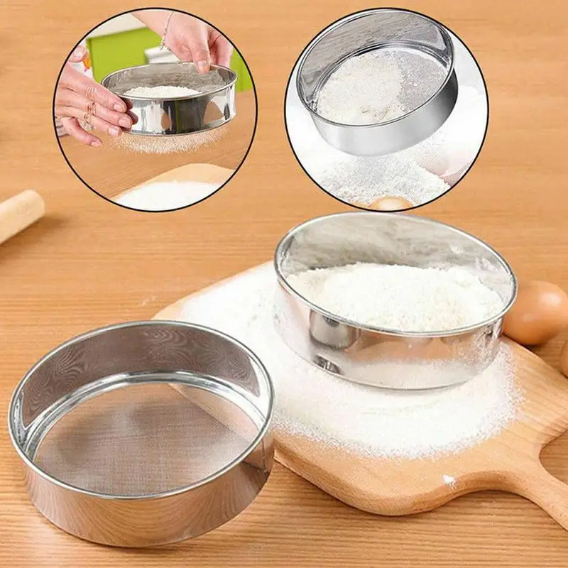 

1pc 4x15cm DIY Baking Mesh Sieve Flour Sieve High Quality Sampling Tool Sieve Hand-held Round Steel Baking Sugar I4Z4