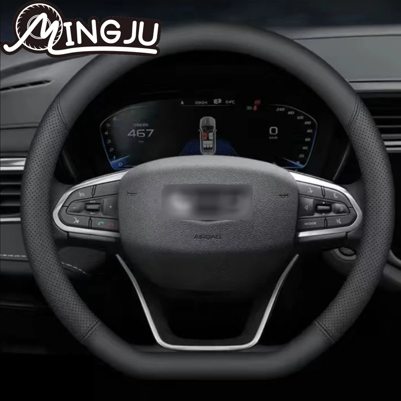 

For Geely Atlas Pro Azkarra 2021 2022 2023 Black Car Steering Wheel Cover Leather Steering Wheel Cover Car Accessories