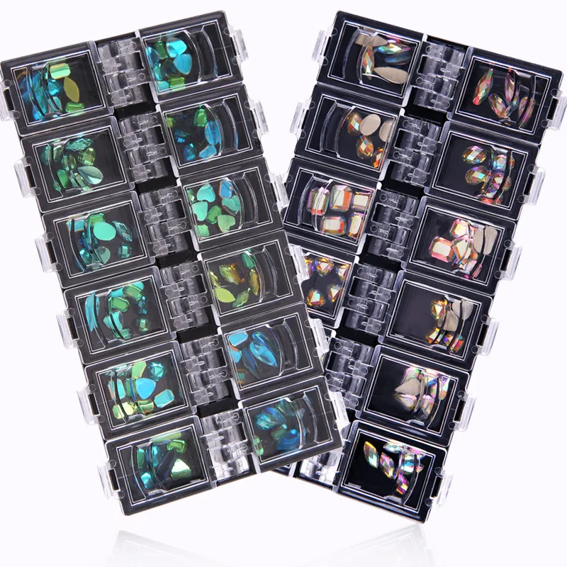 RVS коробка с украшением в виде кристаллов 3D Nail Art смешанный виды форм Стразы