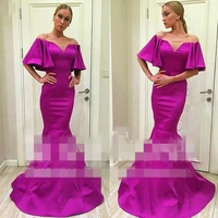 mermaid sleeves short prom 2018 boat neck vestidos de baile sheer top party gown backless graduation mother of the bride dress