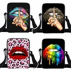 Сумки через плечо с леопардовым принтом губ и бабочкой, женская сумка, сумки на плечо для девушек для путешествий, женские модные сумки-мессенджеры, подарок