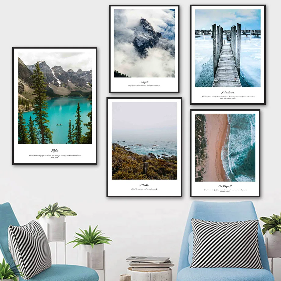 

Mountain Fog Forest Beach Ocean Landscape Wall Art Canvas Painting Nordic Posters And Prints Wall Pictures For Living Room Decor