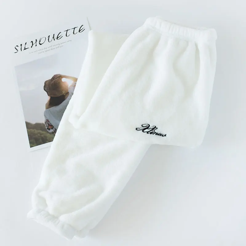 

Couple Warm Pants Men Women Lovers Homewear Flannel Autumn Japan Korea Style Soft Comfortable Lady Winter Sleep Bottoms