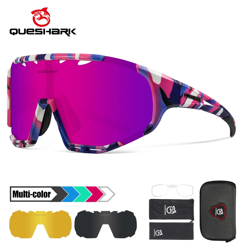 

QUESHARK Women Men Polarized Cycling Sunglasses Sports MTB Bicycle Eyewear Riding Road UV400 Mirror Bike Glasses Goggles QE55