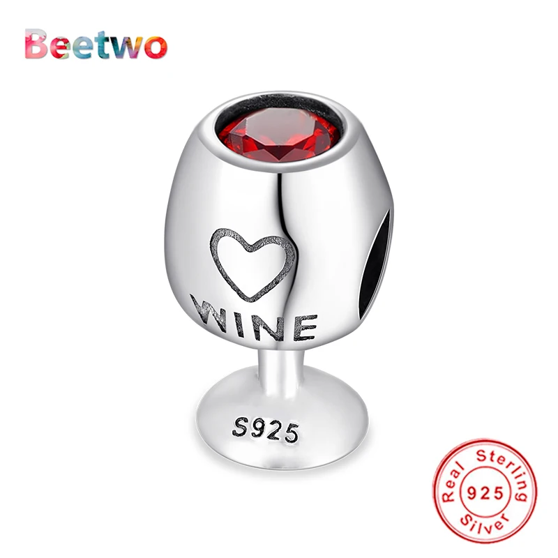 

Fit Original Pandora Charms Bracelet 925 Sterling Silver Wine Glass Charm Beads Women DIY Jewelry Berloque