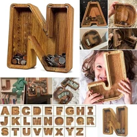 letter decor for boys girls alphabet personalized piggy bank toy wooden saving coin box toddler money banks