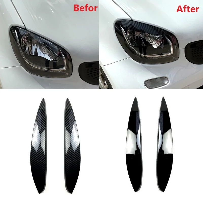 

2PCS Car Headlight Eyebrows Headlamp Eyelid Cover Trim For Benz Smart 453 Fortwo Forfour 2015-2020
