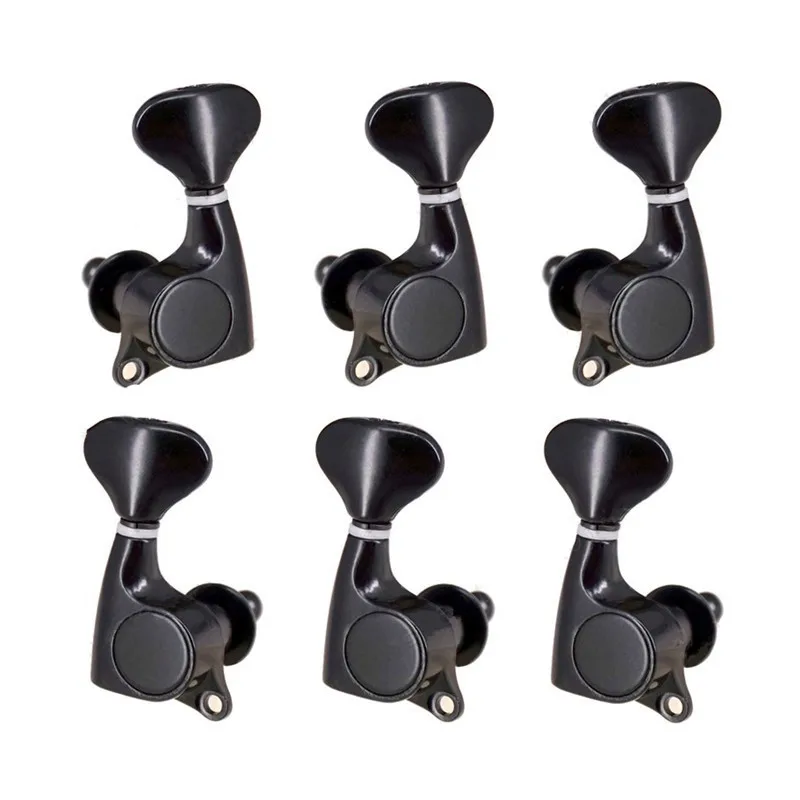 

6PCS/Set 3R3L Black Electric Acoustic Guitar Strings Button Tuning Pegs Keys Tuners Parts