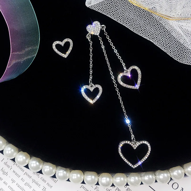 Корейские ювелирные изделия полые серьги с геометрическим узором в виде сердца