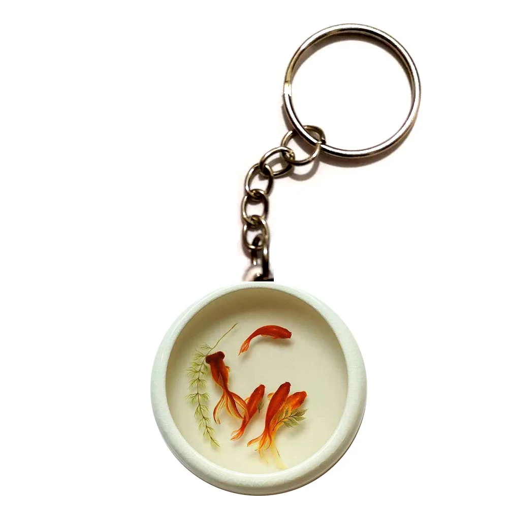 QiYuFang Golden Fish Acrylic Chain Keychain Car Keyring Men Bag Women Key Ring Keychains Cameras Keyrings Toy Gift Xmas Friend | Украшения
