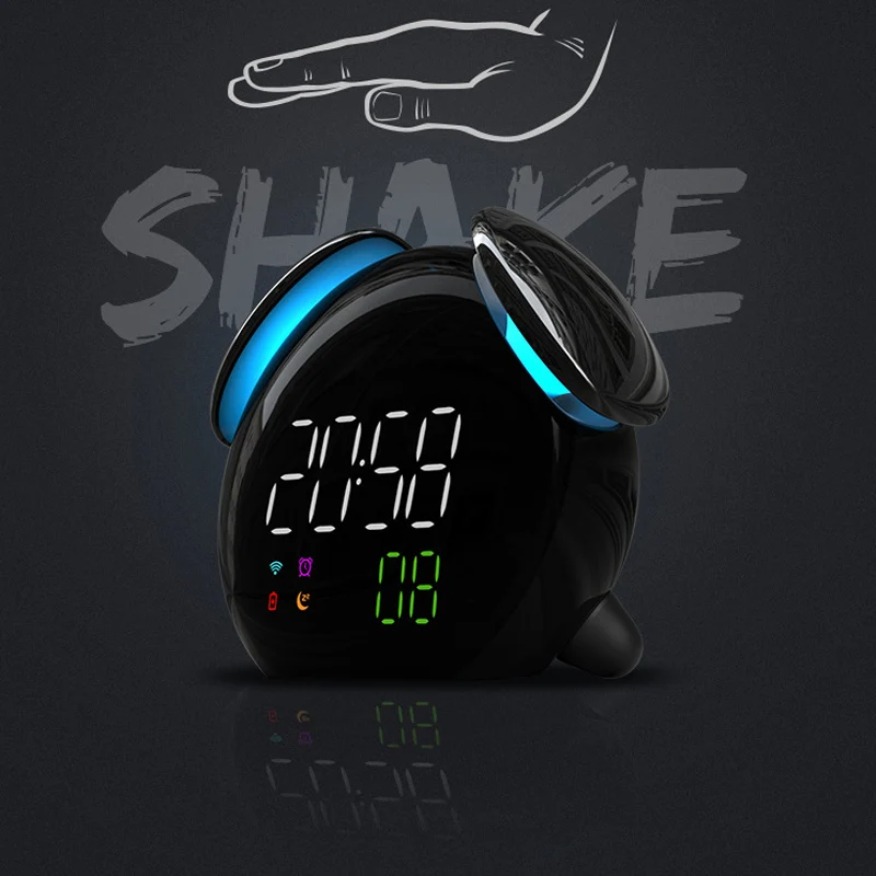 Прикроватный светодиодный тихий будильник ночник электронный маленький умный