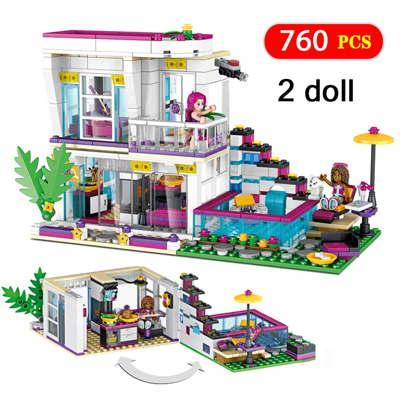 Строительные блоки для девочек серии Популярные звездочные дом укладки кирпичей