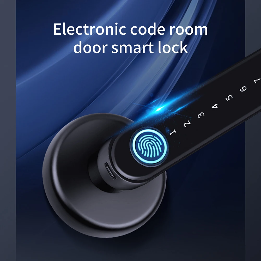 

Дверной замок со сканером отпечатков пальцев, умная биометрическая клавиатура, ручка с кодовым рычагом, разблокировка через приложение, бе...