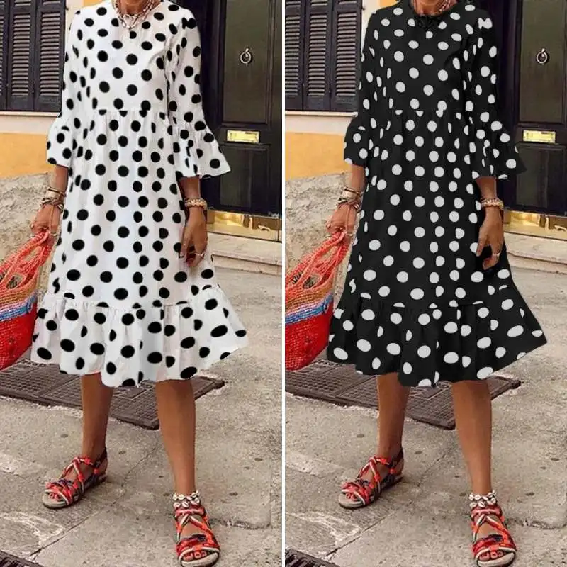 Летнее платье Celmia с оборками Женский Повседневный богемный праздничный сарафан