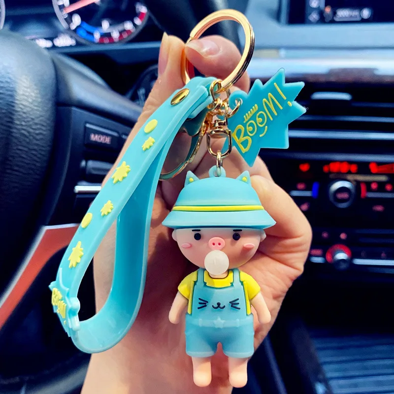 

Bubble-Blowing Piggy Theboy Student Backpack Key ChainsFashion Couples Collocation KeyringCute Menand Women Gift Keychain
