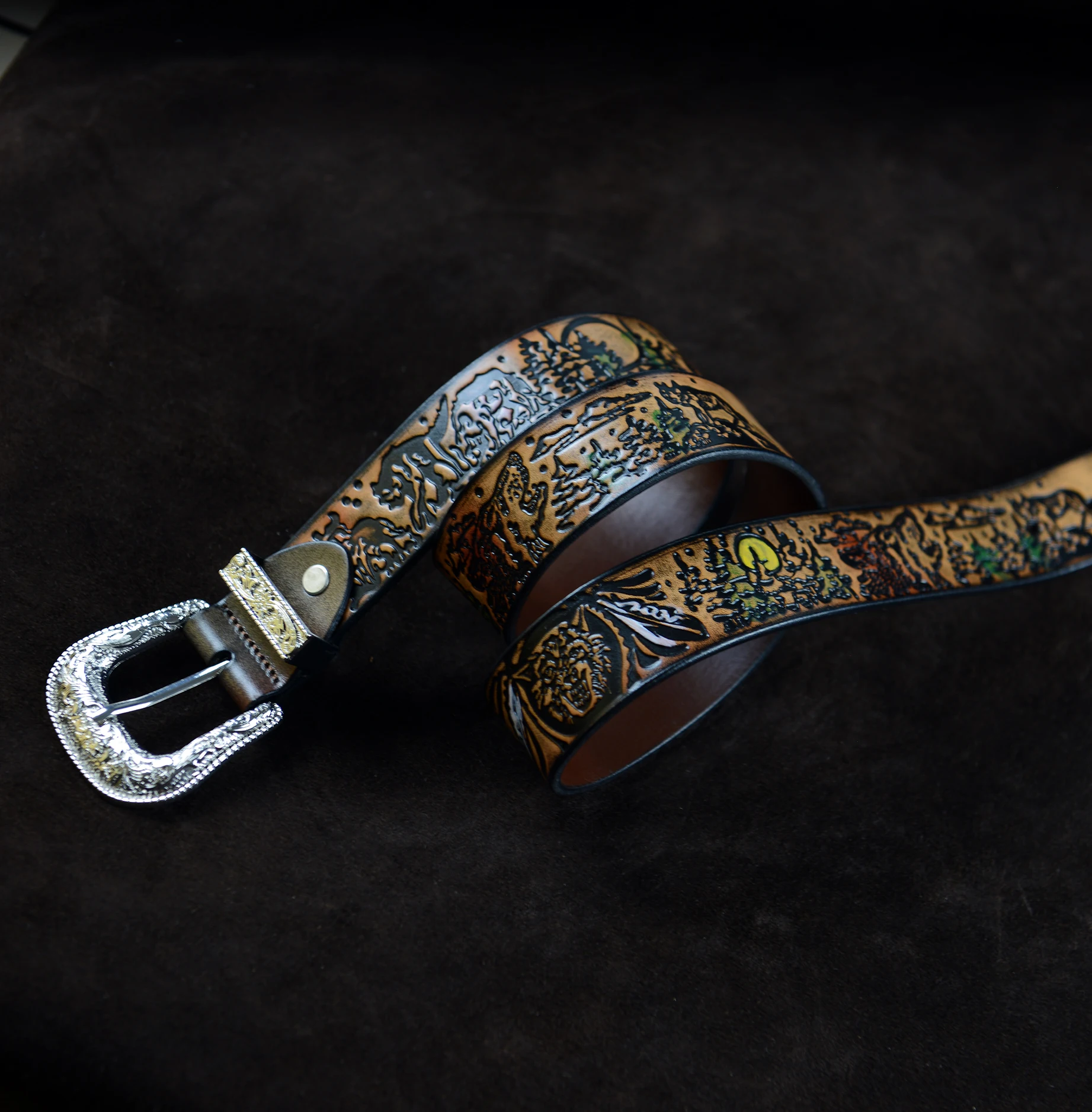 Belts For Men Tiger Belt Cow Genuine Leather Embossing Male Punk for jeans Vintage Pin Buckle Strap Men's belt | Аксессуары для