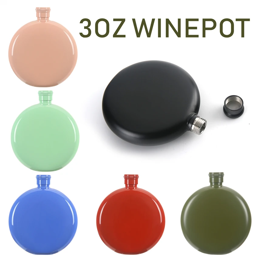 Плоская фляжка для виски карманная 3 унции из нержавеющей стали 304 карамельных