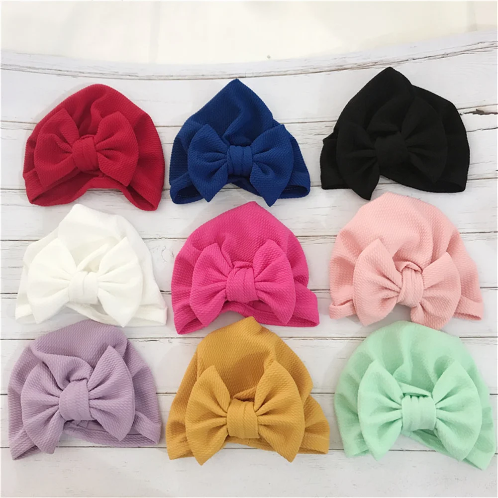 

2021 Brand New Newborn Infant Baby Turban Toddler Kids Boy Girl Cotton Blends Hat Lovely Soft Cute Solid Knot Beanies Baby Gifts