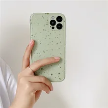 Retro Korean Splash ink Matcha green art Phone Case For iPhone 11 12 Pro Max Xs Max XR Xs 7 8 Plus X 7Plus case Cute Soft Cover