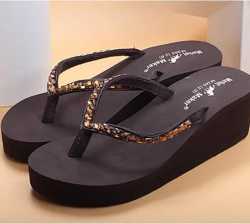 Шлепанцы на высоком каблуке женские летние Нескользящие с толстой