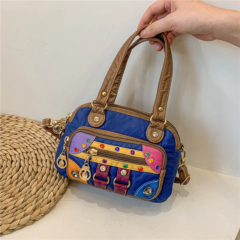 

Модная дамская сумочка из высококачественной промытой искусственной кожи, повседневная Подарочная сумка, вместительные сумки на плечо, ко...