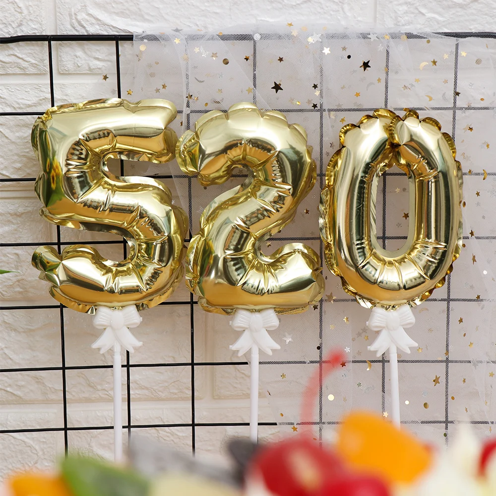 0-9 5-дюймовые золотые серебряные фольгированные шары с цифрами топпер для торта